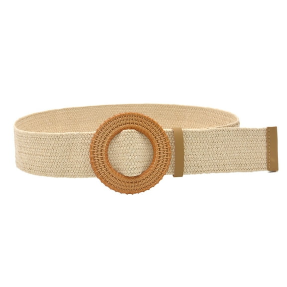 Women Belt Straw Woven Elastic Stretch Wide Waist Belts For Dresses With Buckle