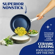 Granitestone Ceraluxe 20 Pc Pots and Pans Set Non Stick, Ceramic Cookware Set with 5-Pc Bakeware, Deep Frying Pan & Steamer, Oven & Dishwasher Safe, Blue