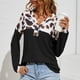 thumbnail image 3 of Leopard Long Sleeve Pullover, Leopard Print Sleeved Sweatshirts Comfortable Loose Button Front For Office For Girls ANGGREK Otros, 3 of 5
