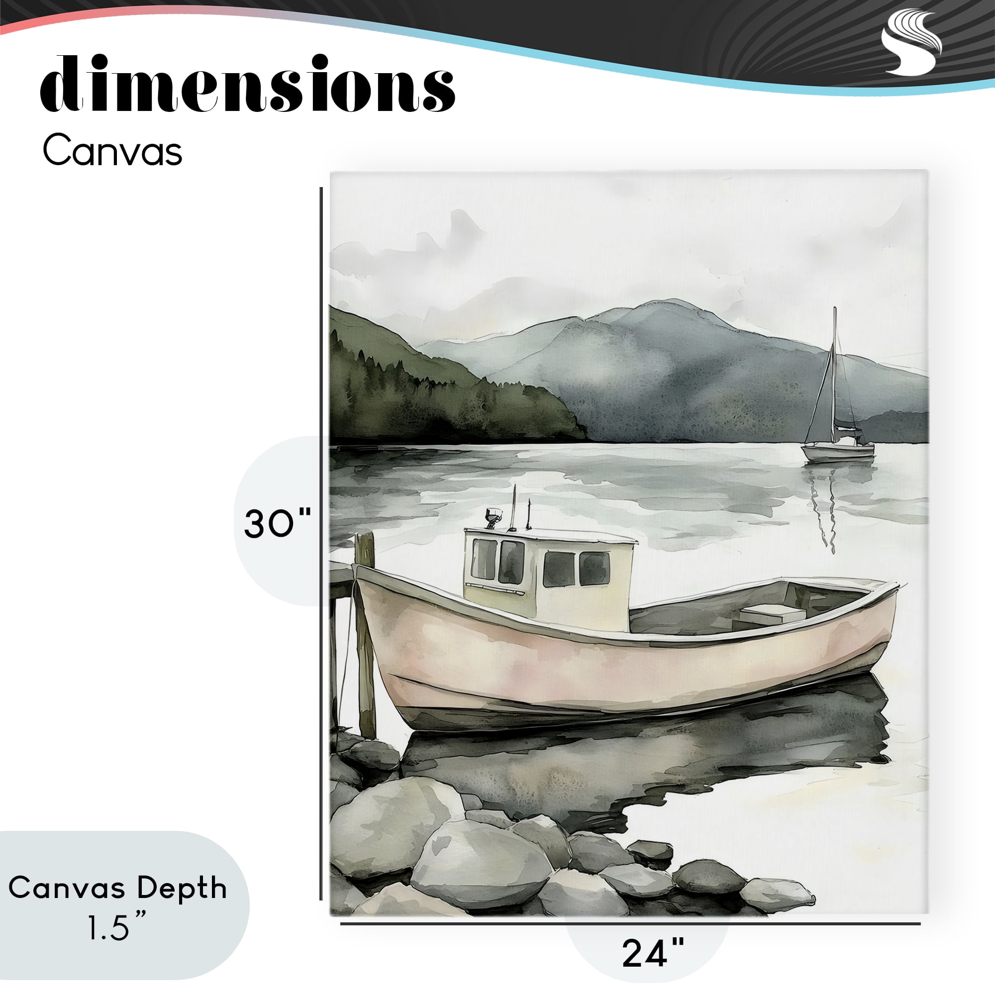 Stupell Industries Coastal Calm Docked Boat Canvas Wall Art, design by Riley B