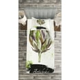 thumbnail image 3 of Ambesonne Artichoke Quilted Bedspread Set 2 Pcs, Watercolor Splashy Veggie, Twin Size, Fern Green and Black, 3 of 3
