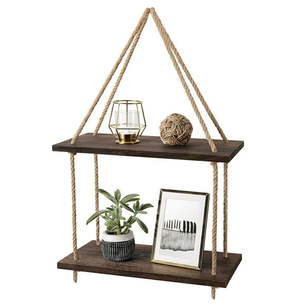 Rope Hanging Shelves Wooden Shelves for Wall Hanging Wall Shelf