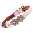 thumbnail image 4 of Collar de perro moda flor decoración collar ajustable Margarita flores mascotas collar pu cuero perro collares para perro pequeño gato perro, 4 of 8
