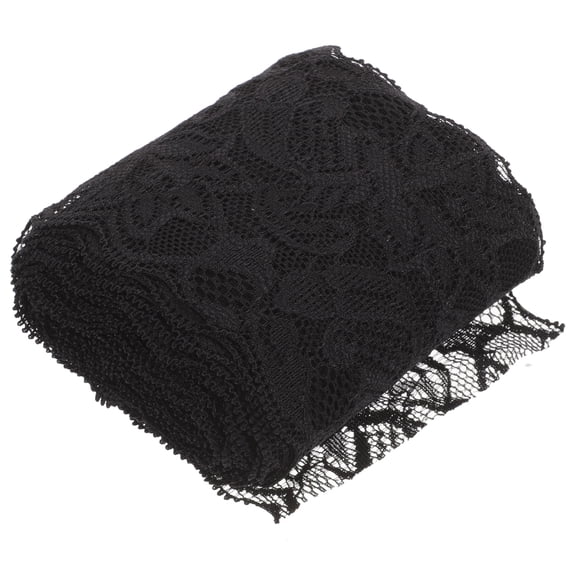 MEIBUTYUP 1 Roll Black Elastic Lace Trim Fabric for Crafts, Sewing, Decorative Cake Decorations, Projects, Home and Apparel