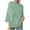 Green, variant on Busydd Womens Tops Trendy Round Neck Cotton Linen Shirts for Women Fashion Lace Solid Color 3/4 Length Sleeve Summer Tops Casual Dressy Loose Going Out Tops Blouses