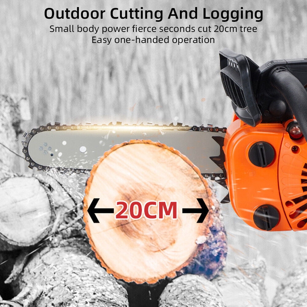 Paddsun Gas Chainsaw, 12'' 25.4cc Gasoline Chain Saws Anti-Vibration for Wood Cutting  Chainsaw Orange
