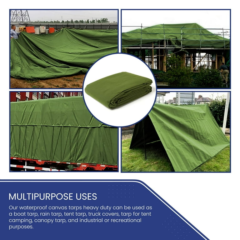 FoundGo Canvas Tarp 12x16ft Heavy Duty Waterresistant Tarps with FoundGo Canvas Tarp 12x16ft Heavy Duty Waterresistant Tarps with