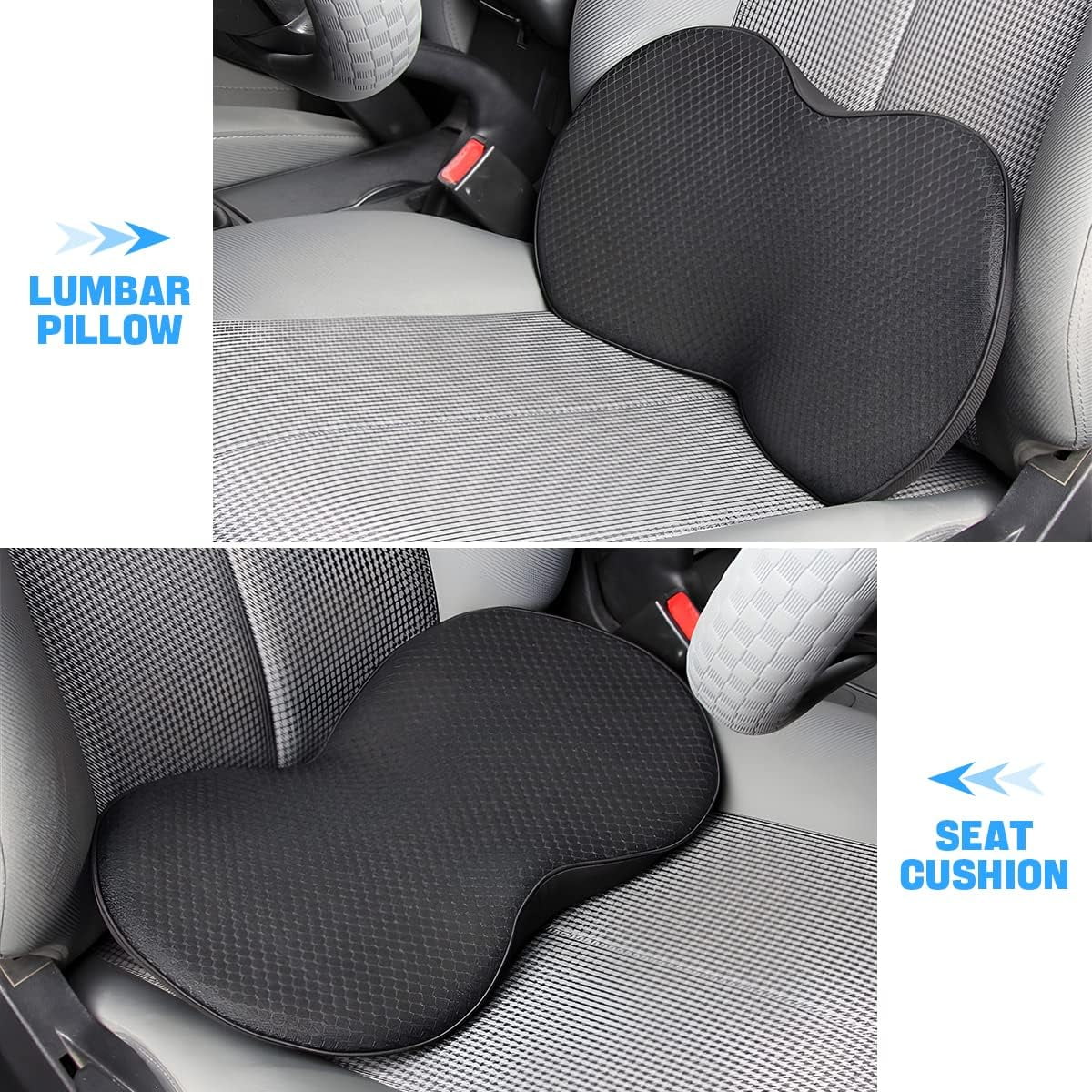DERCLIVE Auto Seat Cushion Memory Foam Wedge for Sciatica Back Pain Relief Black Walmart