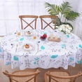 thumbnail image 2 of Floral Tablecloth 60x84 Inch Oval, Flower Decoration Table Cloth for Spring Summer, Waterproof Fabric Wrinkle Free Table Cover for Kitchen, Dining Room, Party, Picnic, Camping, Teal, 2 of 5