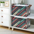 thumbnail image 2 of Yayeee Foldable Storage Basket for Shelves with Handles Waterproof Cloth Bins, Abstract Stripes, 2 of 7