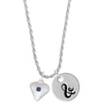 thumbnail image 1 of Delight Jewelry Silvertone Large September - Blue Crystal Heart Silvertone Script Initial Disc - & - Charm Necklace, 20"+3", 1 of 4