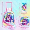thumbnail image 4 of Mochila rodante FTJCF Unicorn para niñas con bolsa de almuerzo y estuche para lápices, 4 of 9