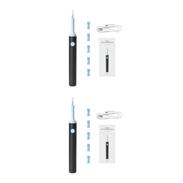 Moyic Eliminador de cerumen Accesorio de limpieza Orejas inalámbricas Cámara limpia Blanca Negro 2piezas