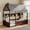 Espresso Solid Wood Twin, variant on LHSHID Full House Floor Bed with Fence Railings, Tent, Lights and 3 Storage Shelves, Gray