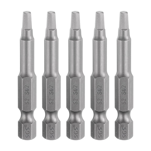 Uxcell 5pcs Square Screwdriver Bit SQ2 1/4" Hex Shank 50mm/2" Length Magnetic 4 Point Hex Screw Driver Bits 5.5mm Rod