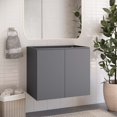 thumbnail image 2 of Wall Mount Vanity Cabinet (Sink not included), Grey Gray, Melamine Wood , Hotel Bedroom Bathroom, Modern Contemporary HB33815, 2 of 9