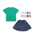 thumbnail image 2 of Amidoa Girls Summer Outfits Short Sleeves T-Shirts and Summer Kids Elastic Waist Casual Short Clothing Set Green Size 10, 2 of 9