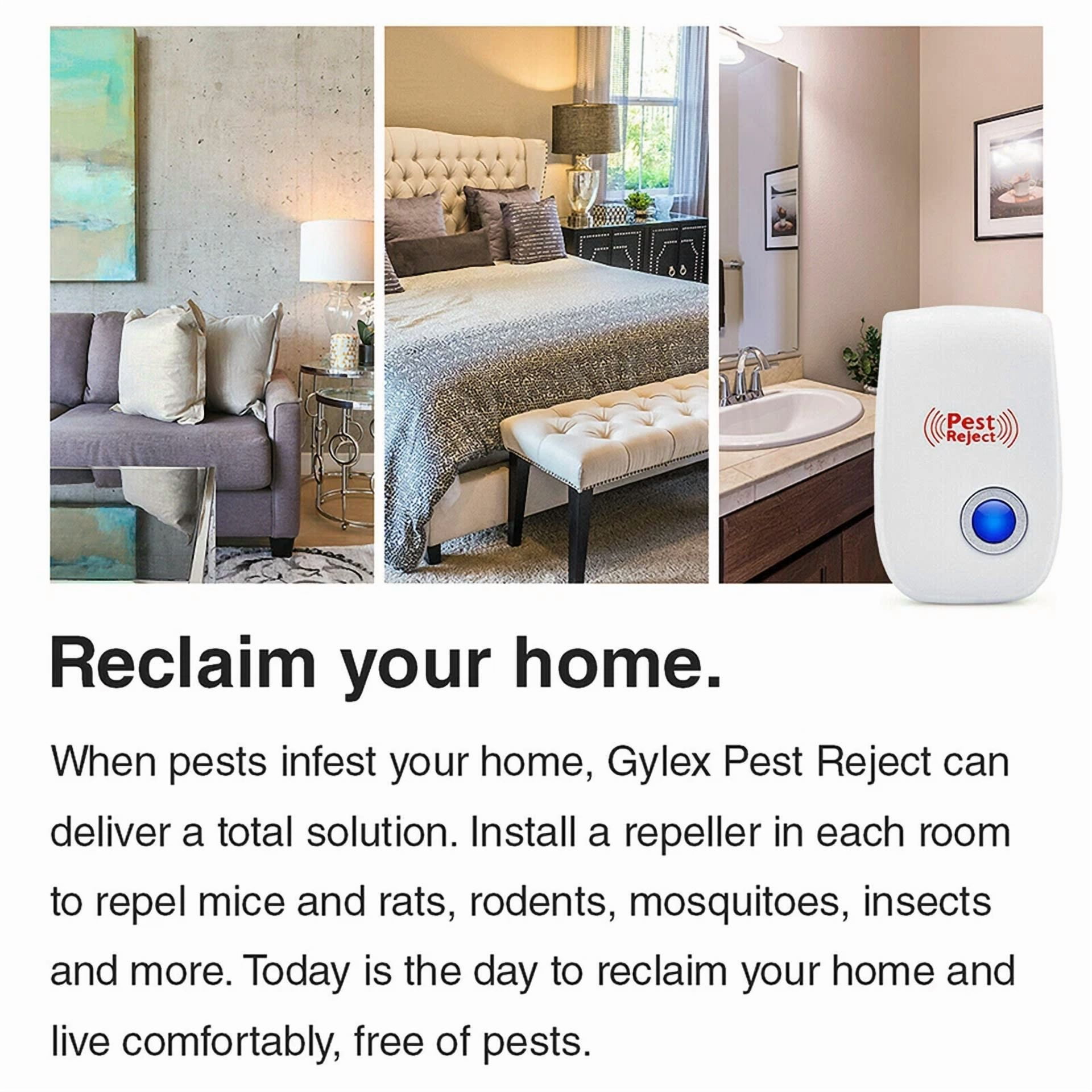 CRESTIN- Gylex Pest Reject Ultrasonic Repeller - Rid Your Home Of Rodents & Bugs - 6 Pack