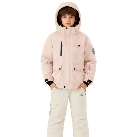 XQYLOS Kids Snowsuit Two Piece Ski Suit Boys Girls 3-14 Years Toddler Waterproof Winter Snow Suits Overalls Pants Set Jacket and Pants