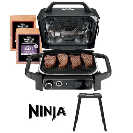 Restored Ninja Woodfire OG701 Outdoor Grill & Smoker w/ Custom Ninja Stand (Refurbished)