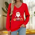 thumbnail image 6 of Fall Tops for Women Long Sleeve V Neck Christmas Tees Holiday Party Ready Loose Fit Seasonal Print Comfort Wear Casual Outfits, 6 of 6