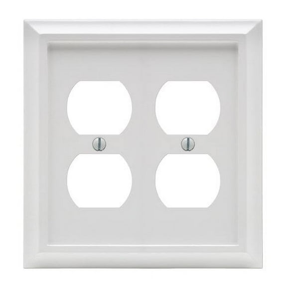 Amerelle 2040DDW Deerfield Wallplate, 2 Duplex, Wood, White, 1-Pack