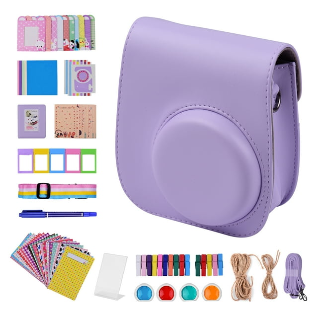 ikayaa 12-in-1 Instant Camera Accessories Bundle Kit Compatible with Fujifilm Instax Mini 11 Including Camera Bag/Camera Strap/Photo Album/Photo Clips/Photo Frame/Hanging String/Stickers/Pen/Filter