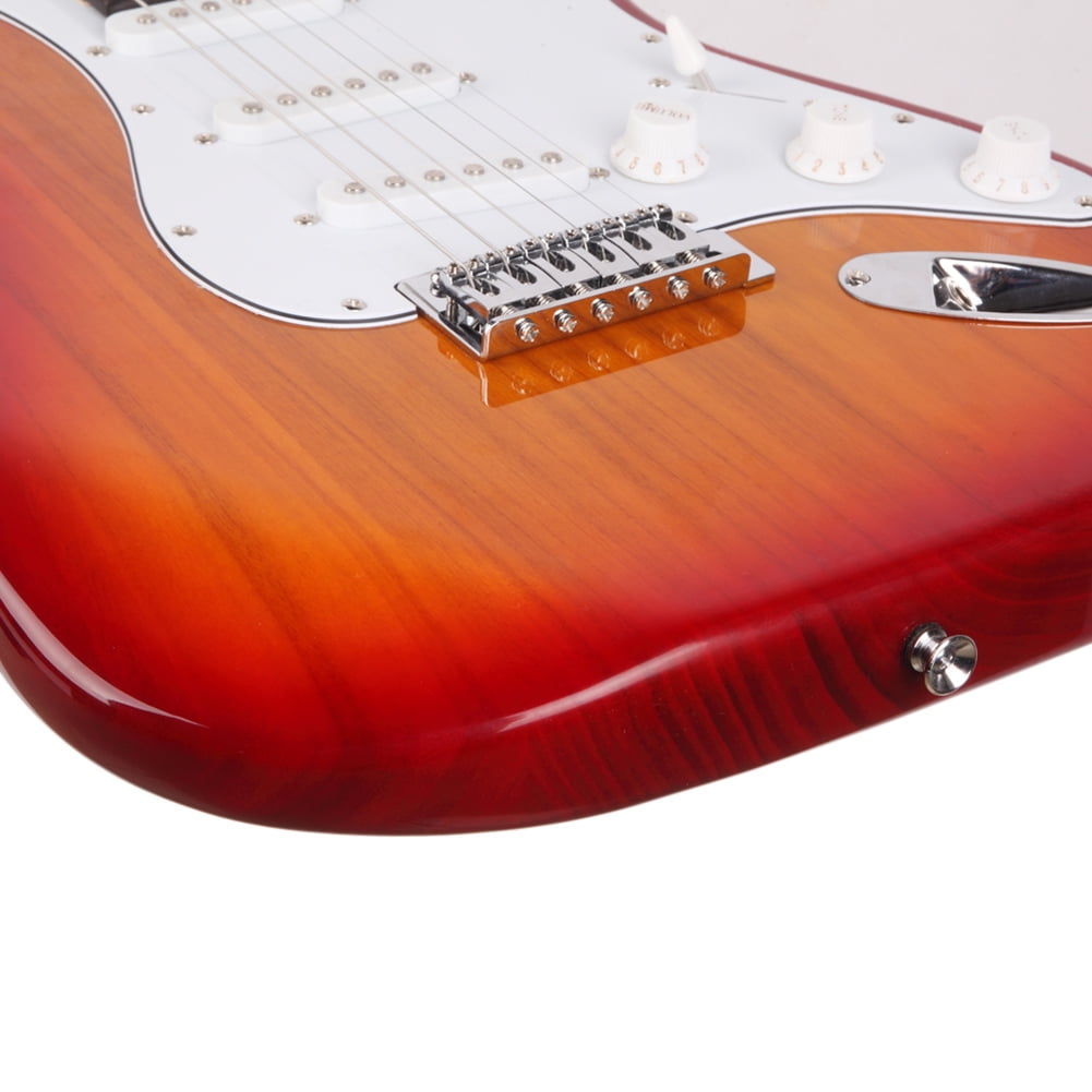 Canddidliike 6 String Electric Guitar Beginner Kit, Solid Body Electric Guitar, Rosewood Fingerboard - Sunset Red