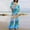 19-Beach Outfits-Blue, variant on SELONE Summer Outfits for Women 2 Piece Cotton Linen Set Boyfriend Oversized T Shirts Wide Leg Pants Plus Size Tracksuit Crew Neck Casual Sets Fashion Suits Beach Outfits Plus Size Two Piece Outfits