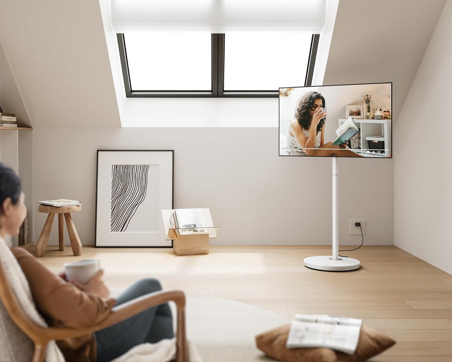 FITUEYES Master Series Rolling TV Stand for 24–48 Inch TVs, White