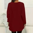 thumbnail image 3 of XUNKUSGA Womens Loungewear Solid Color Warm Sherpa Lined Fleece Womens Tunic Tops Casual Loose Crewneck Long Sleeve Fall Sweatshirts for Women with Two Pockets S-2XL Red, 3 of 4