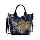 thumbnail image 4 of Bolso de hombro para mujer, bolso de mano de lona con lentejuelas brillantes bordadas con pavo real, Abody Azul oscuro con correas, 4 of 5