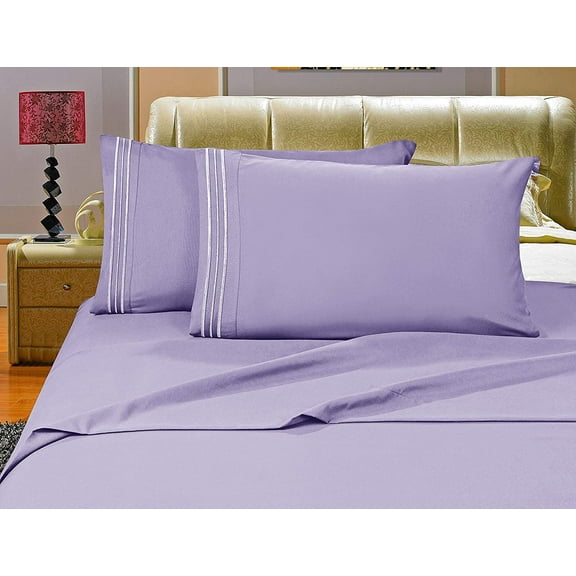 1500 Series 4-Piece Bed Sheet Sets, Deep Pockets - Wrinkle Free & Fade Resistant Twin/Twin XL, Lilac