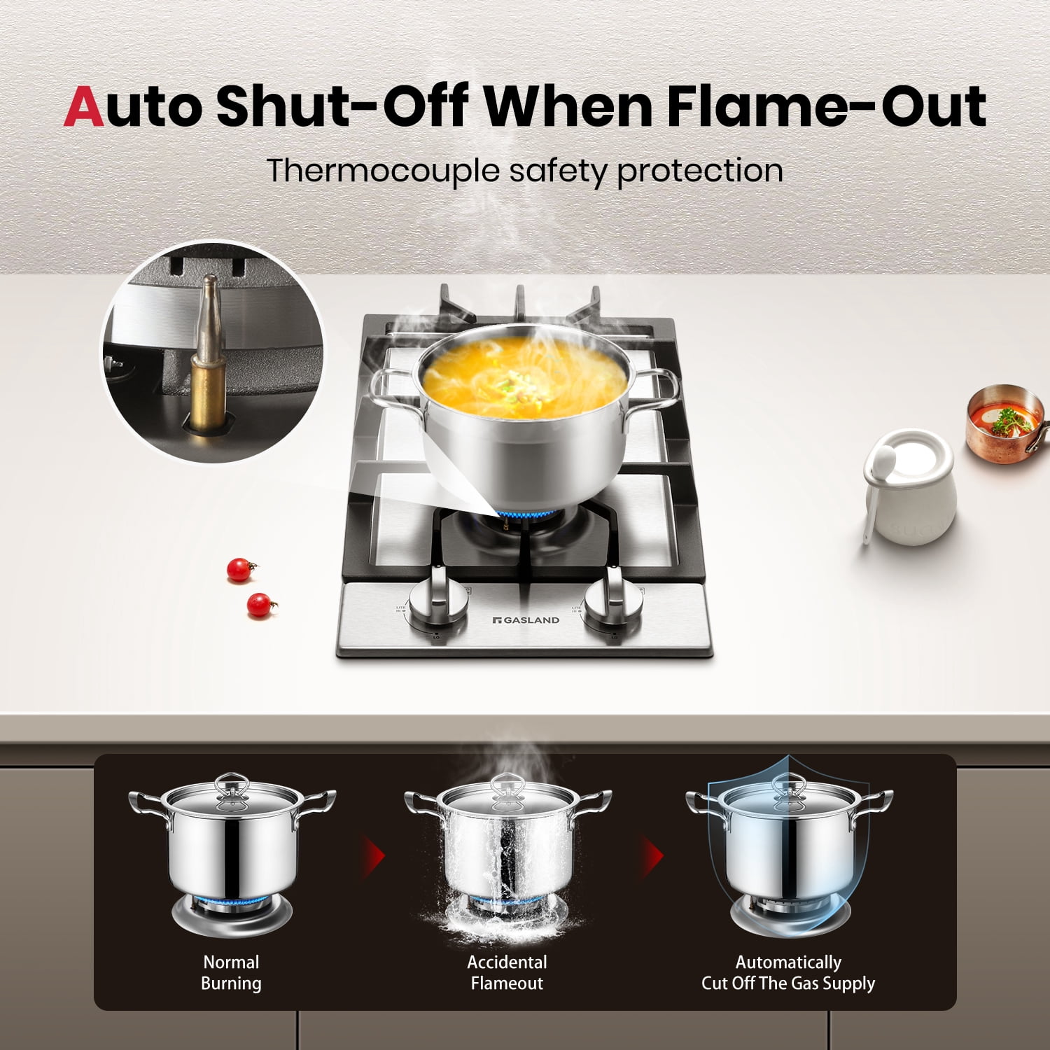 Gasland Chef 12" Built-in Gas Cooktop 2 Burner Gas Stove Top, NG/LPG Convertible, Stainless Steel
