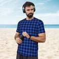 thumbnail image 4 of Wukai Buffalo Plaid Blue Black Print Men's Short-Sleeved Mesh T-Shirt,Quick-Dry Short Sleeve Workout T-Shirt-XX-Large, 4 of 8