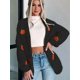 thumbnail image 4 of Suéter con Bordado de Calabaza para Mujer, Cuello en V, Holgado, Informal, de Punto, , para las Fiestas. Negro L, 4 of 8