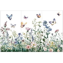 3pcs/Set Butterfly Flower Rub on Transfers for Furniture and Crafts 6x12 inch Wonderful Garden Furniture Decals Plant Wildflower Transfer Stickers Rub on Decals for Wood Furniture Home Decor