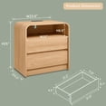 thumbnail image 6 of Athletgo 25" Nightstand with Charging Station, Curved Profile Design Wood Bedside Table, 2 Drawers, 6 of 7