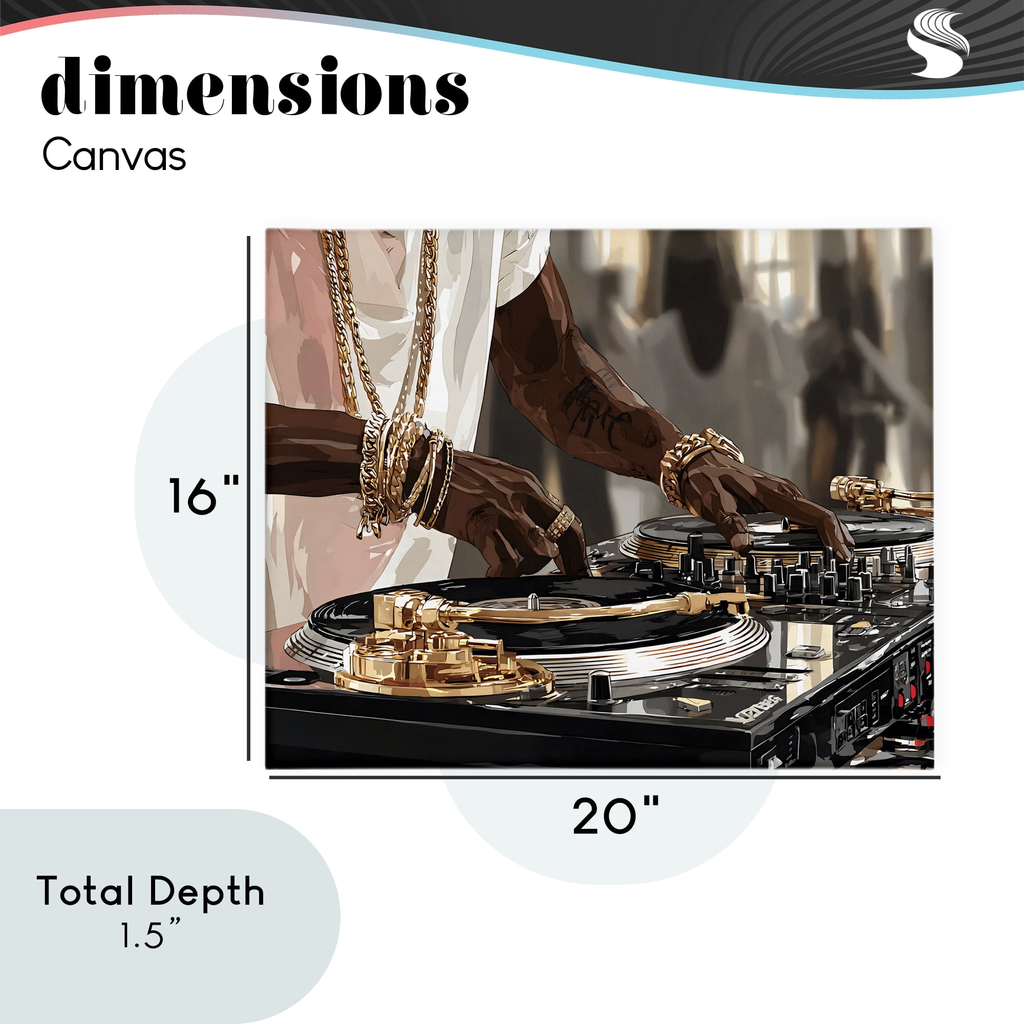 Stupell Industries Golden Sound DJ Turntables Canvas Wall Art, design by Franklyn Gregory