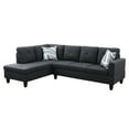 thumbnail image 2 of Hommoo Flannel 4-Seat L-Shape Sectional Couch Sofa, Living Room Furniture Sets, Black Grey(No Ottoman), 2 of 6