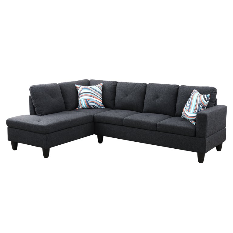 Hommoo Flannel 4-Seat L-Shape Sectional Couch Sofa, Living Room