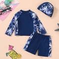thumbnail image 4 of Tiny Cutey Toddler Boys Swimsuit Baby Long Sleeve Top Shorts Trunks Bathing Suit Set Swimwear Outfit with Hat for 12-18 Months, 4 of 7