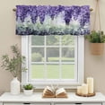 thumbnail image 3 of Watercolor Lavender Window Valance Curtain Purple Flowers Leaf Plant Rod Pocket Short Curtain for Living Room, Bedroom & Kitchen Window Decor 54x18in, 3 of 8