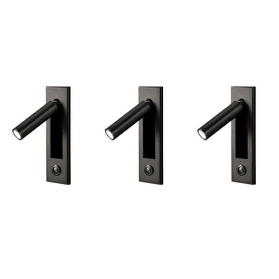 3X Reading Lights,Headboard Wall Light Reading Light Recessed Push Switch Wall Lamps for Living Room, Bedroom Black