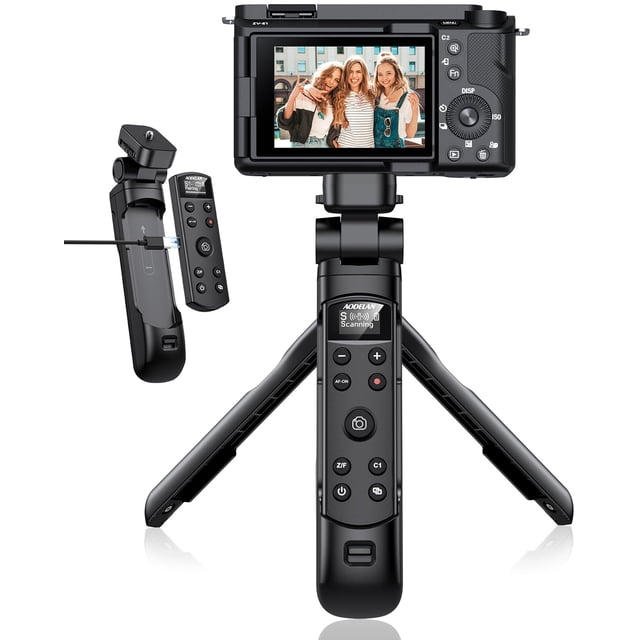 Pour Sony Trépied avec Télécommande Rechargeable - Aodelan Poignée de Tir Sans Fil Mini Trépied avec Écran OLED pour Vlogging pour Z