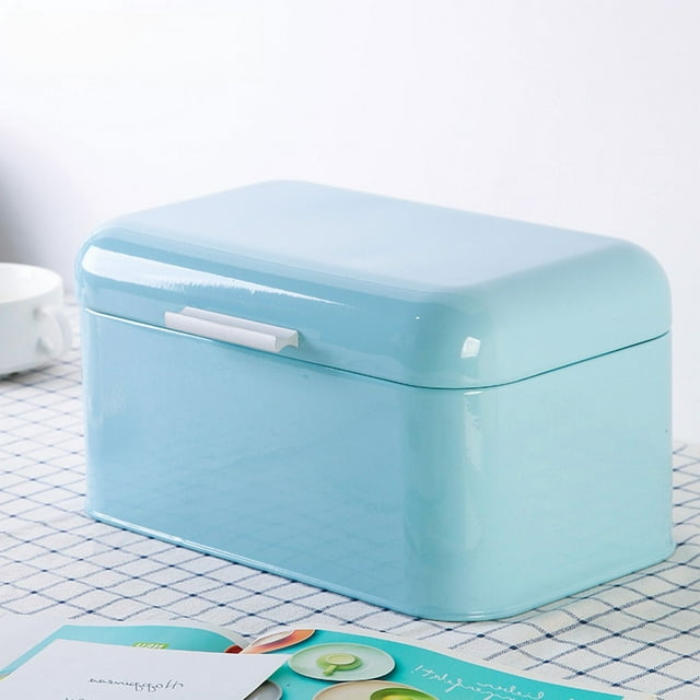 Retro Vintage White Metal Bread Box with Small Flat Lid – Spacious Kitchen Storage Container for Bread & Kitchen Items, Durable, Easy to Clean, Export-Quality Countertop Organizer by Jiangmen