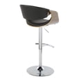 thumbnail image 6 of LumiSource Chrome Metal, Light Grey Wood, Black PU Symphony Adjustable Barstool - Set of 2, 6 of 6