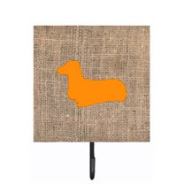 Carolines Treasures BB1078-BL-OR-SH4 Dachshund Burlap And Orange Leash Or Key Holder