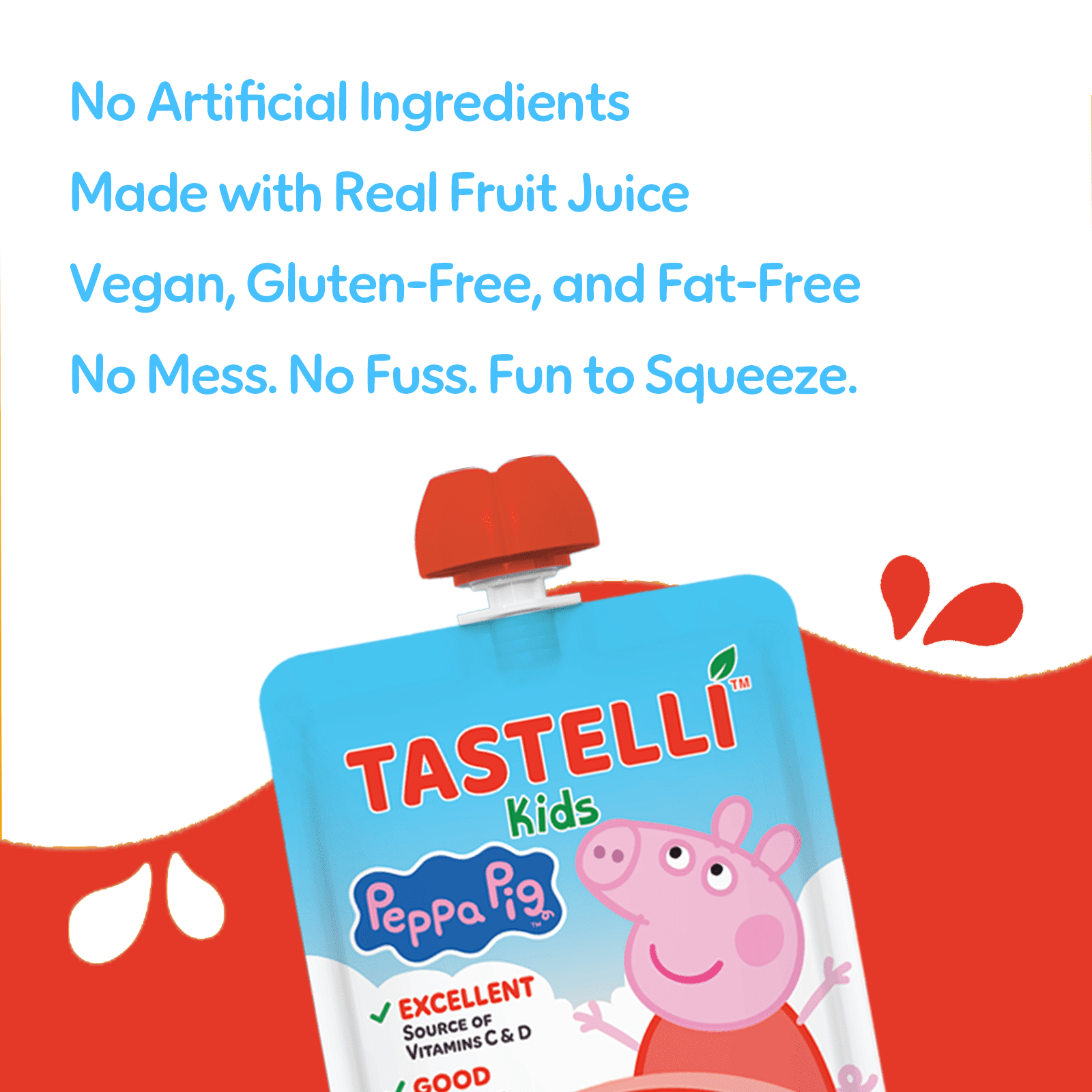 2 pack) Tastelli Peppa Pig Kids Squeezy Fruit Gel – Apple Flavor
