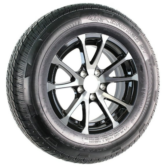 eCustomrim Radial Trailer Tire ST175/80R13 Load C 13" 5 Lug Avalanche Black Aluminum Rim